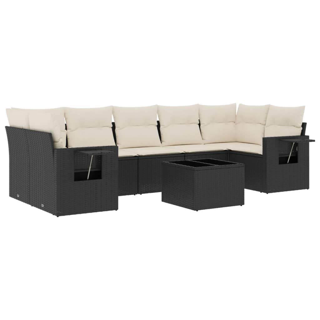 Set Divani da Giardino con Cuscini 8 pz Nero in Polyrattan - homemem39