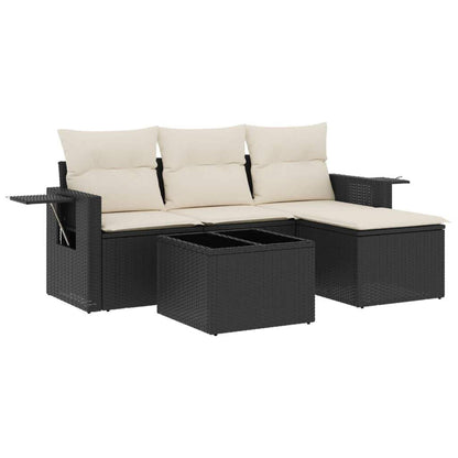 Set Divani da Giardino 4 pz con Cuscini Nero in Polyrattan - homemem39