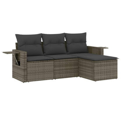 Set Divani da Giardino 4 pz con Cuscini in Polyrattan Grigio - homemem39