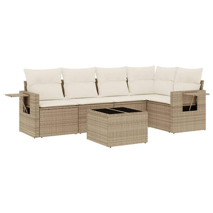Set Divano da Giardino 6 pz con Cuscini Beige in Polyrattan - homemem39
