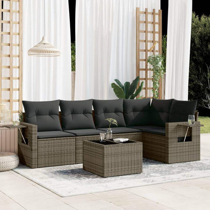 Set Divano da Giardino 6 pz con Cuscini Grigio in Polyrattan - homemem39