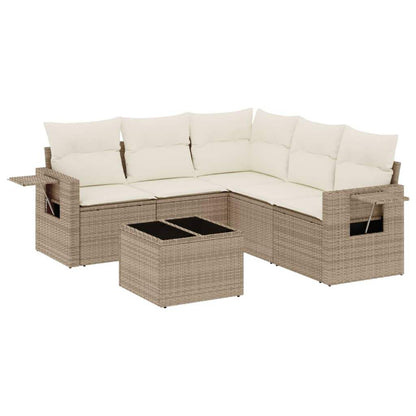 Set Divano da Giardino 6 pz con Cuscini Beige in Polyrattan - homemem39