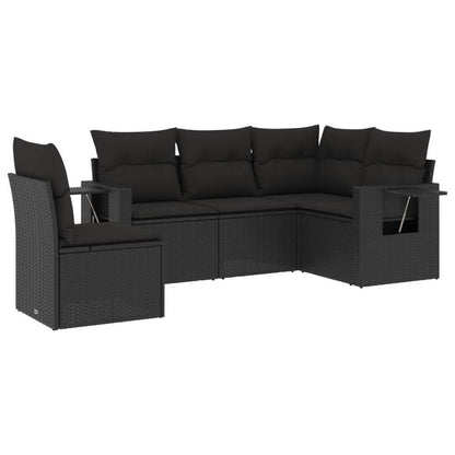 Set Divani da Giardino 5 pz con Cuscini in Polyrattan Nero - homemem39