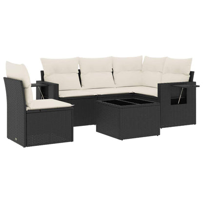 Set Divano da Giardino 6 pz con Cuscini Nero in Polyrattan - homemem39