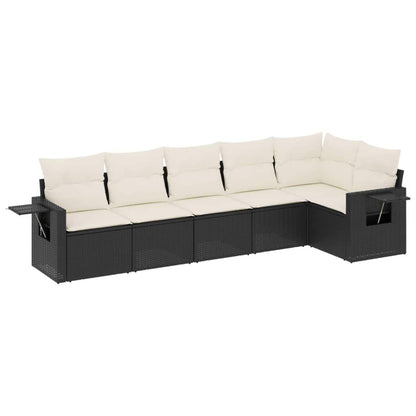 Set Divano da Giardino 6 pz con Cuscini Nero in Polyrattan - homemem39