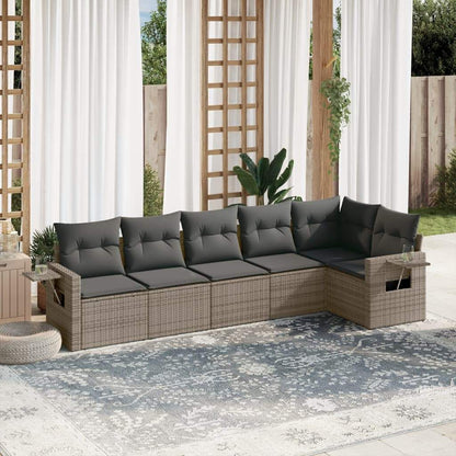 Set Divano da Giardino 6 pz con Cuscini Grigio in Polyrattan - homemem39
