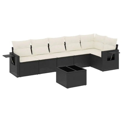 Set Divani da Giardino con Cuscini 7pz Nero Polyrattan - homemem39