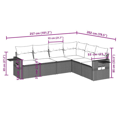 Set Divano da Giardino 6 pz con Cuscini Beige in Polyrattan | homemem39