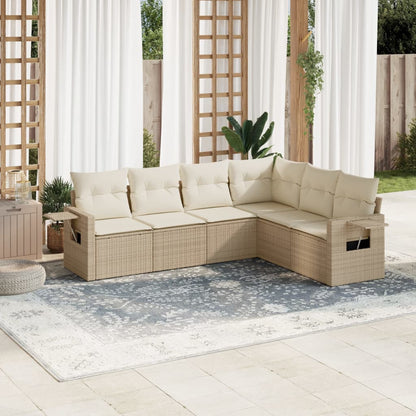 Set Divano da Giardino 6 pz con Cuscini Beige in Polyrattan | homemem39