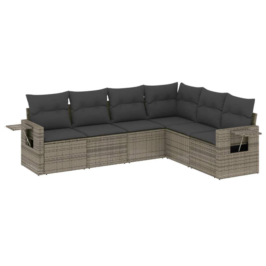 Set Divano da Giardino 6 pz con Cuscini Grigio in Polyrattan - homemem39