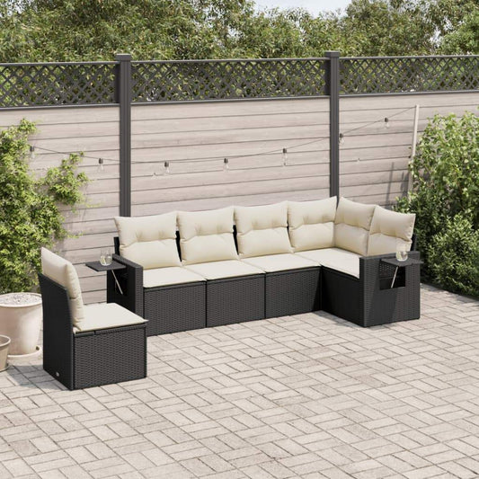 Set Divano da Giardino 6 pz con Cuscini Nero in Polyrattan - homemem39