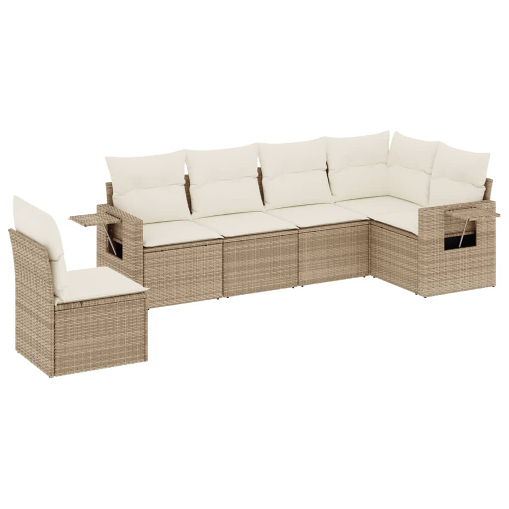 Set Divano da Giardino 6 pz con Cuscini Beige in Polyrattan | homemem39