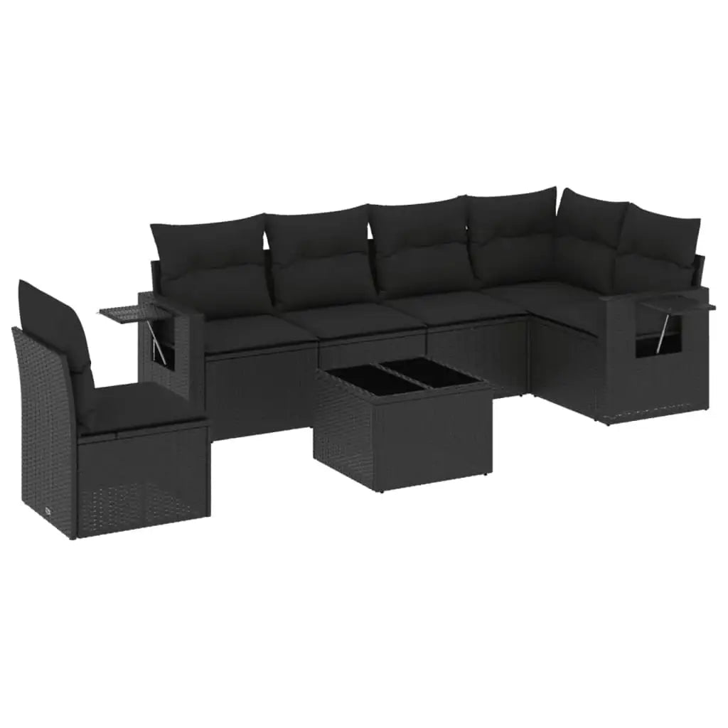 Set Divani da Giardino con Cuscini 7pz Nero Polyrattan - homemem39