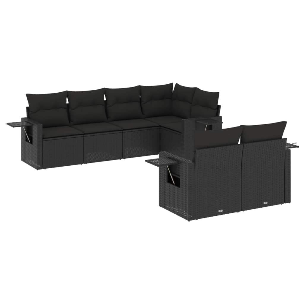 Set Divani da Giardino con Cuscini 7pz Nero Polyrattan - homemem39