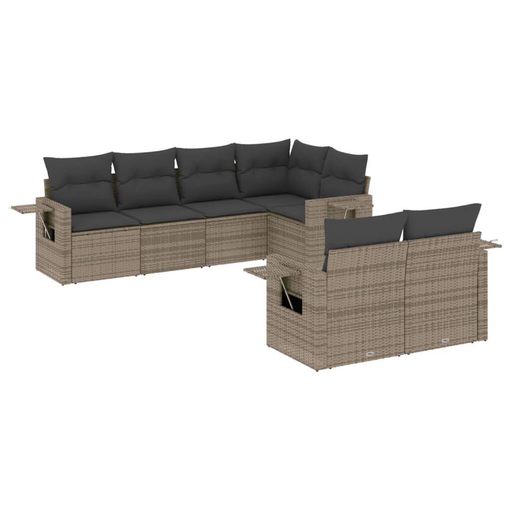 Set Divani da Giardino 7 pz con Cuscini Grigio in Polyrattan - homemem39