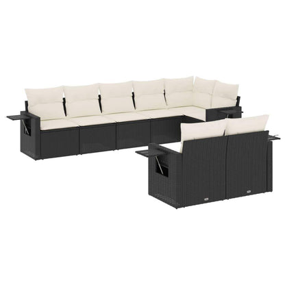 Set Divani da Giardino con Cuscini 8 pz Nero in Polyrattan - homemem39