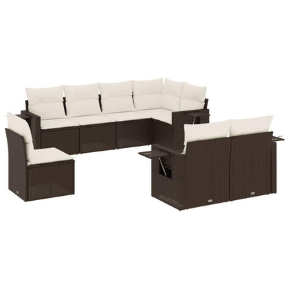 Set Divani da Giardino 8 pz con Cuscini Marrone in Polyrattan - homemem39