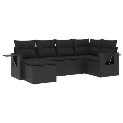 Set Divano da Giardino 6 pz con Cuscini Nero in Polyrattan - homemem39