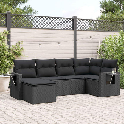 Set Divano da Giardino 6 pz con Cuscini Nero in Polyrattan - homemem39