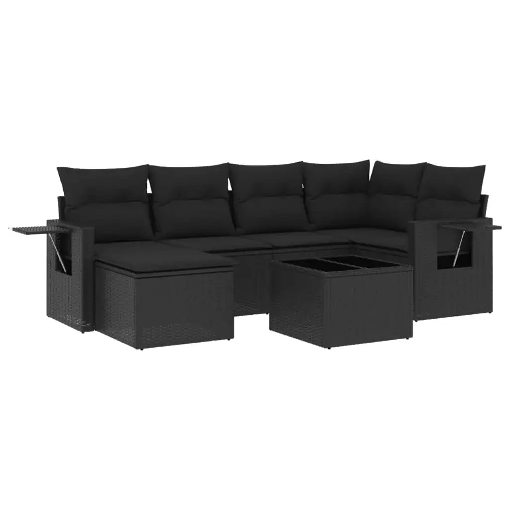 Set Divani da Giardino con Cuscini 7pz Nero Polyrattan - homemem39