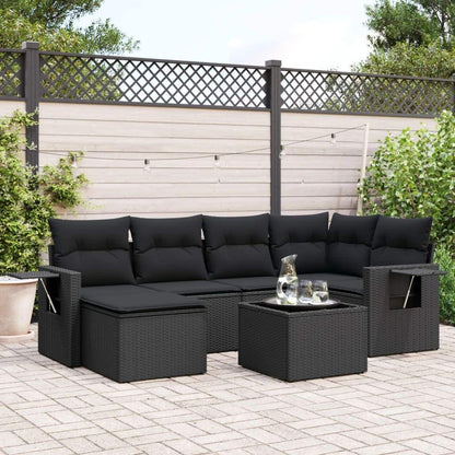 Set Divani da Giardino con Cuscini 7pz Nero Polyrattan - homemem39