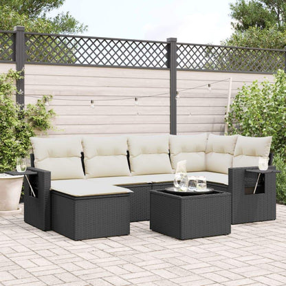 Set Divani da Giardino con Cuscini 7pz Nero Polyrattan - homemem39