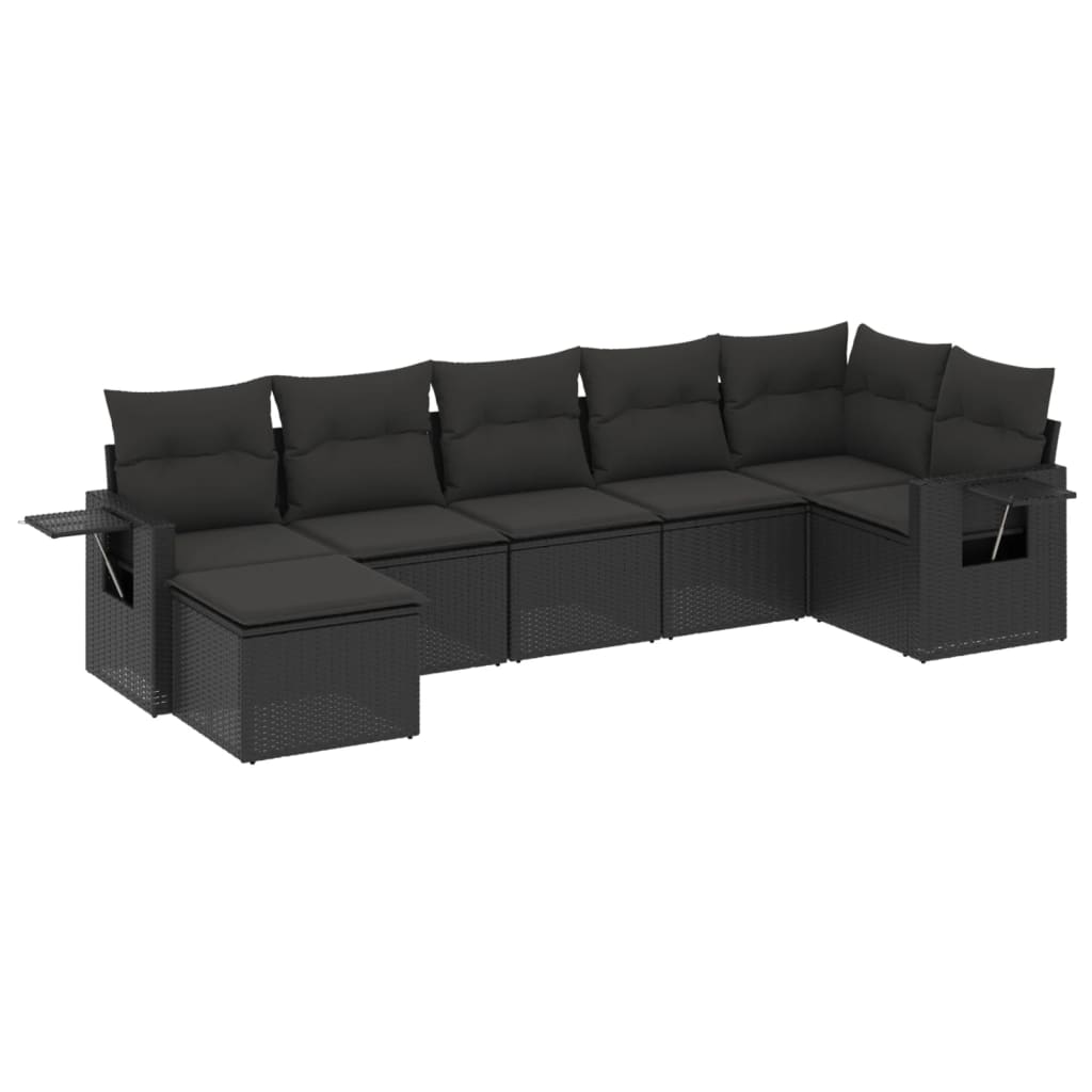 Set Divani da Giardino con Cuscini 7pz Nero Polyrattan | homemem39