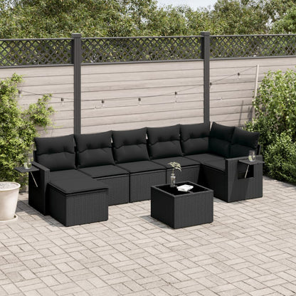 Set Divani da Giardino con Cuscini 8 pz Nero in Polyrattan | homemem39