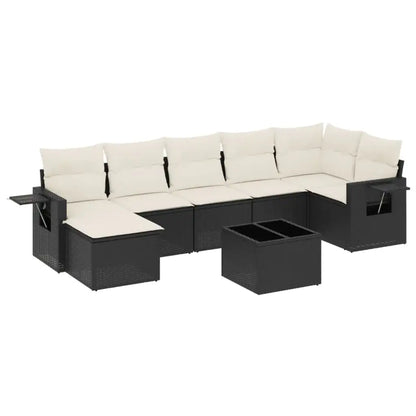 Set Divani da Giardino con Cuscini 8 pz Nero in Polyrattan - homemem39
