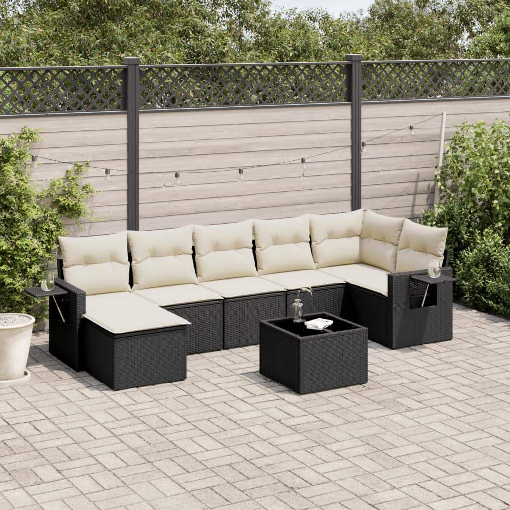 Set Divani da Giardino con Cuscini 8 pz Nero in Polyrattan - homemem39