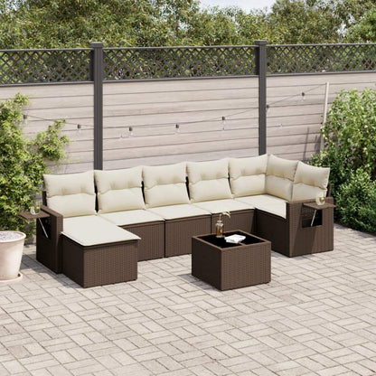 Set Divani da Giardino 8 pz con Cuscini Marrone in Polyrattan - homemem39