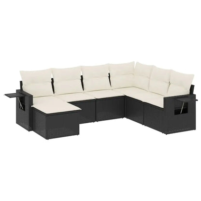 Set Divani da Giardino con Cuscini 7pz Nero Polyrattan - homemem39