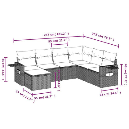 Set Divani da Giardino con Cuscini 7pz Nero Polyrattan - homemem39