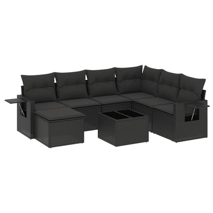 Set Divani da Giardino con Cuscini 8 pz Nero in Polyrattan