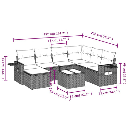 Set Divani da Giardino con Cuscini 8 pz Nero in Polyrattan | homemem39