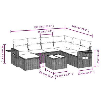 Set Divani da Giardino con Cuscini 8 pz Nero in Polyrattan - homemem39