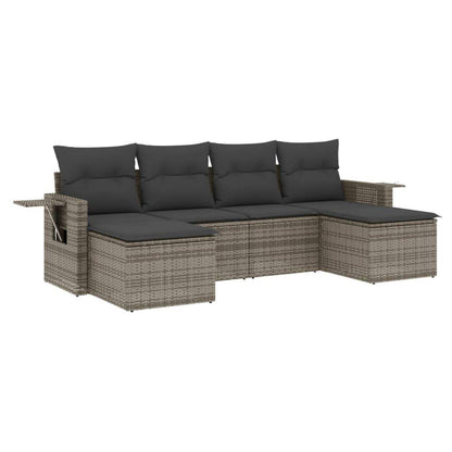 Set Divano da Giardino 6 pz con Cuscini Grigio in Polyrattan - homemem39
