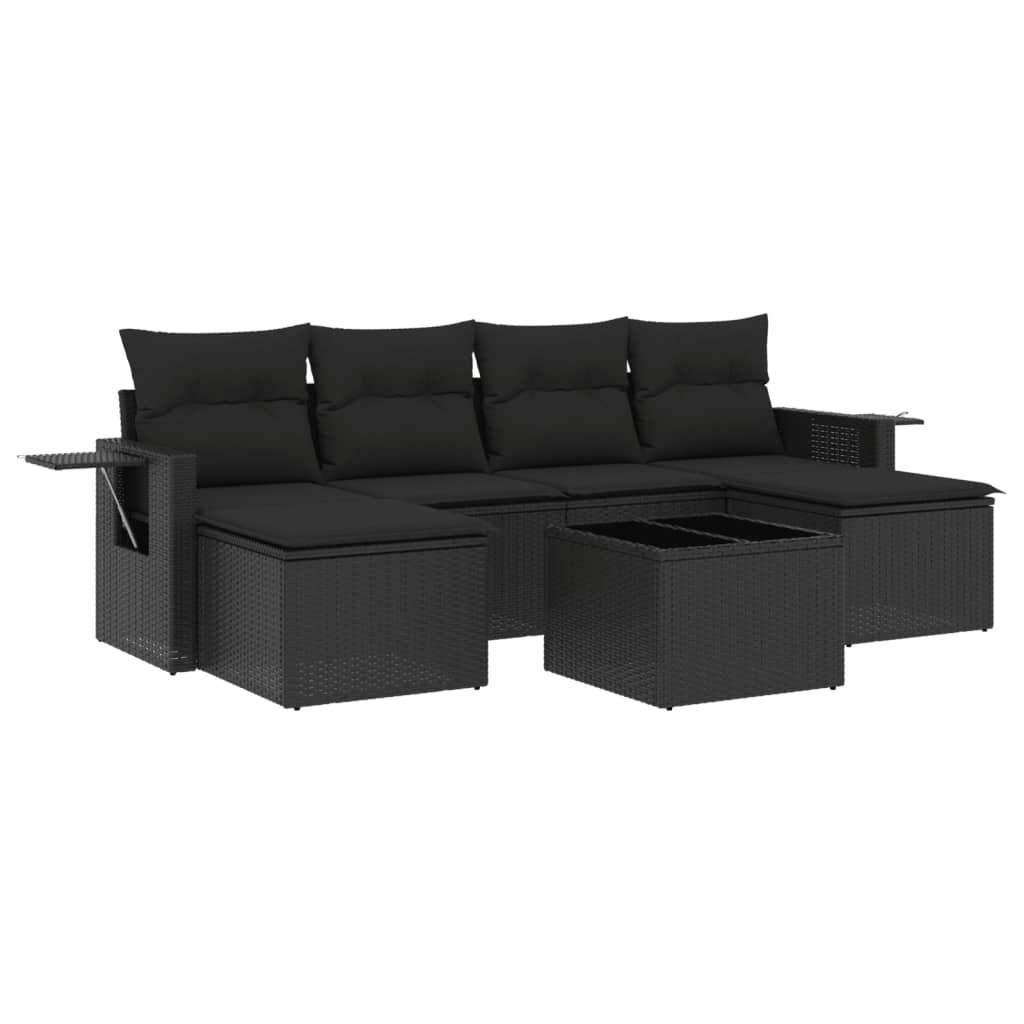 Set Divani da Giardino con Cuscini 7pz Nero Polyrattan - homemem39