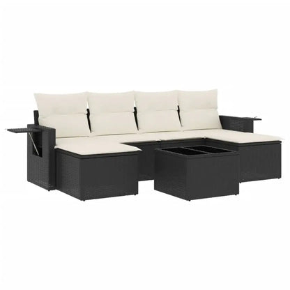 Set Divani da Giardino con Cuscini 7pz Nero Polyrattan - homemem39