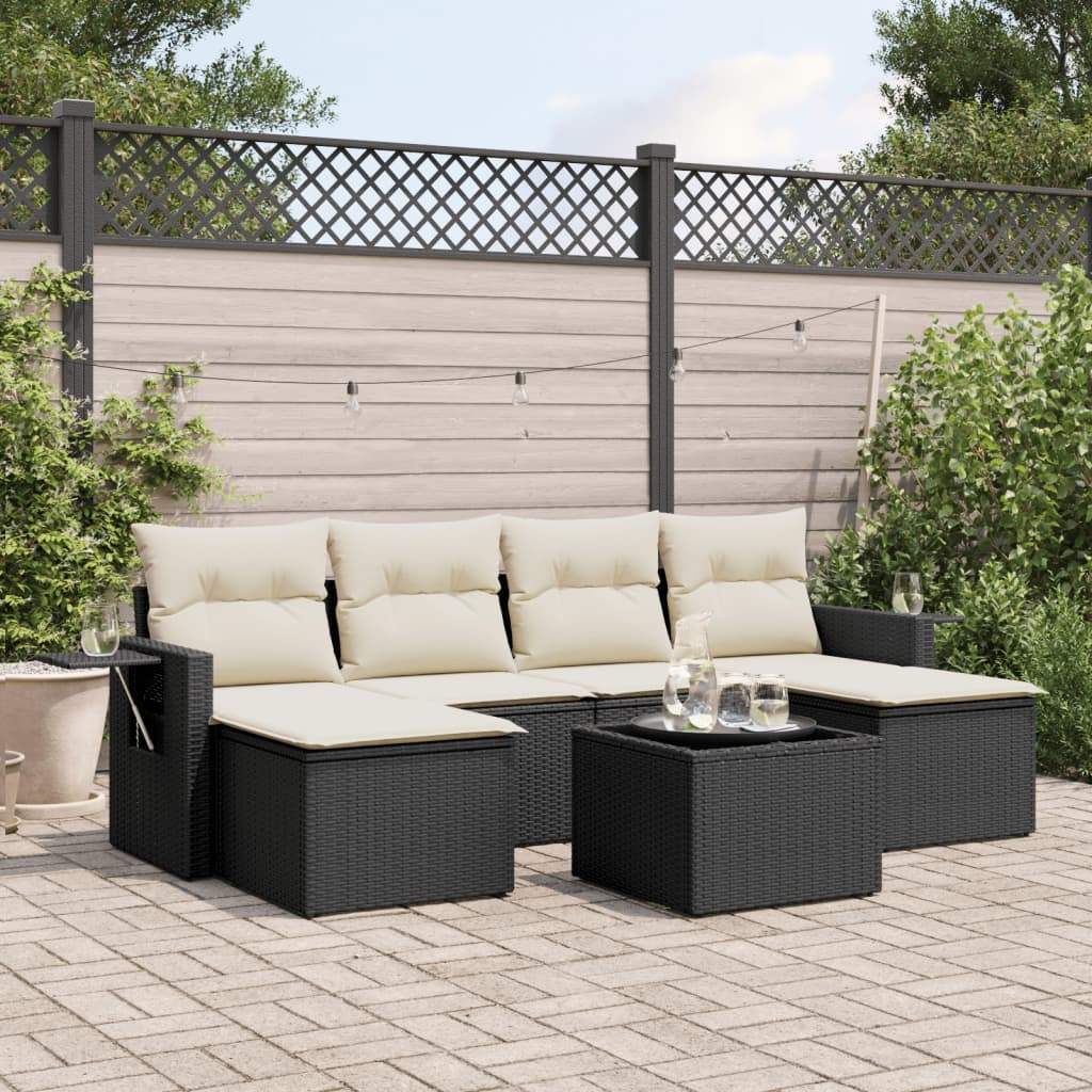 Set Divani da Giardino con Cuscini 7pz Nero Polyrattan - homemem39