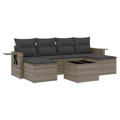 Set Divani da Giardino 7 pz con Cuscini Grigio in Polyrattan - homemem39