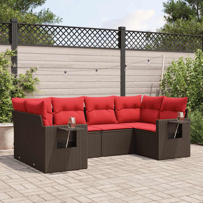 Set Divani da Giardino 6 pz con Cuscini Marrone in Polyrattan | homemem39