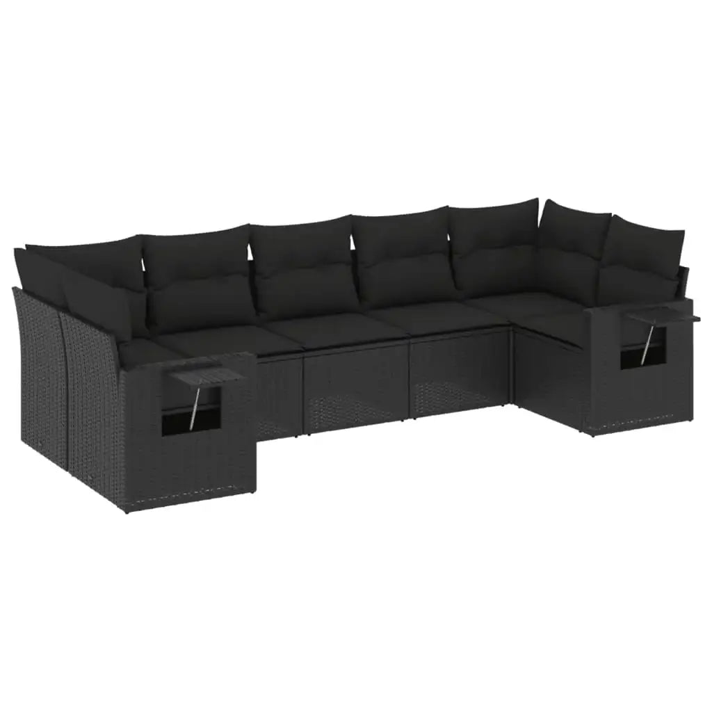Set Divani da Giardino con Cuscini 7pz Nero Polyrattan - homemem39