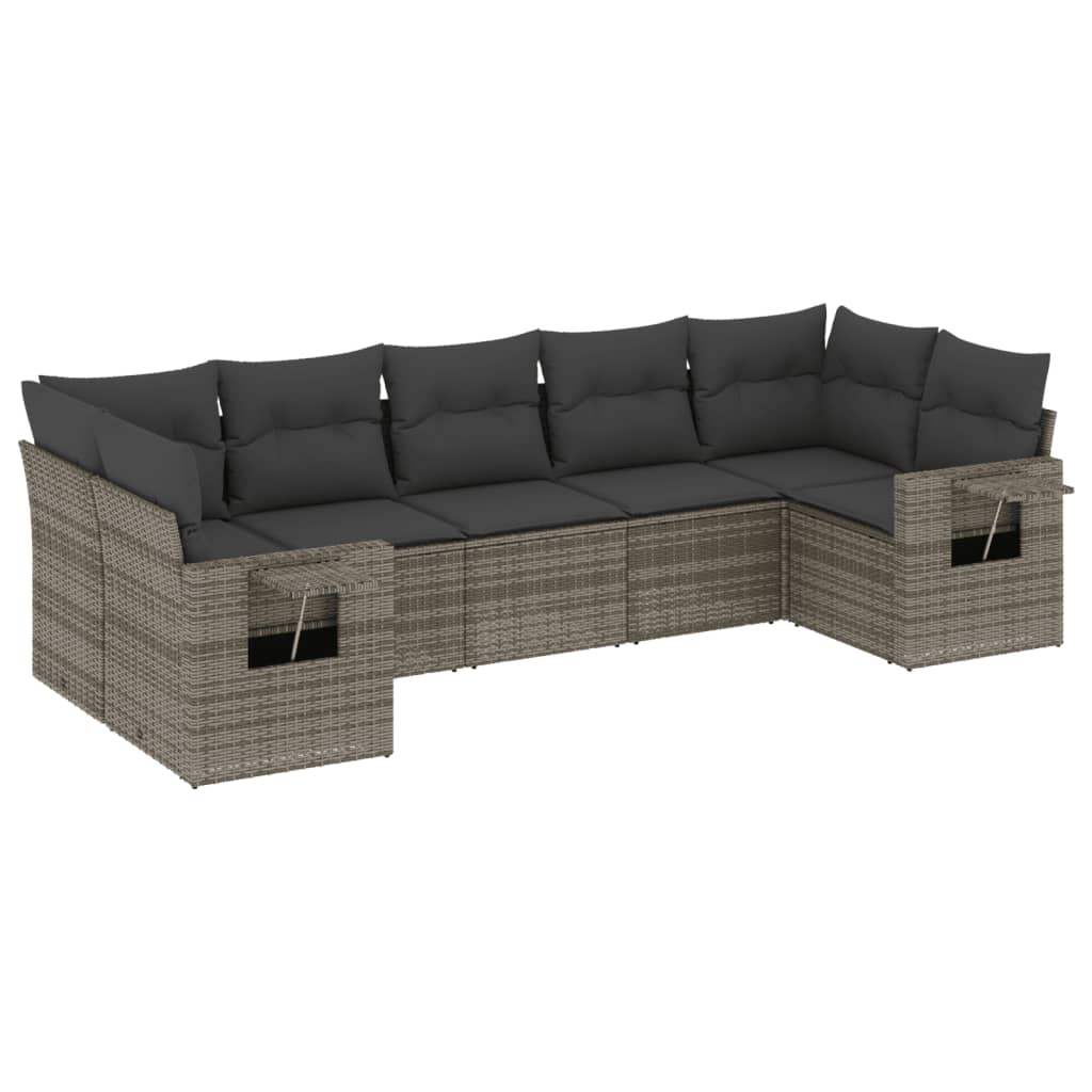 Set Divani da Giardino 7 pz con Cuscini Grigio in Polyrattan - homemem39