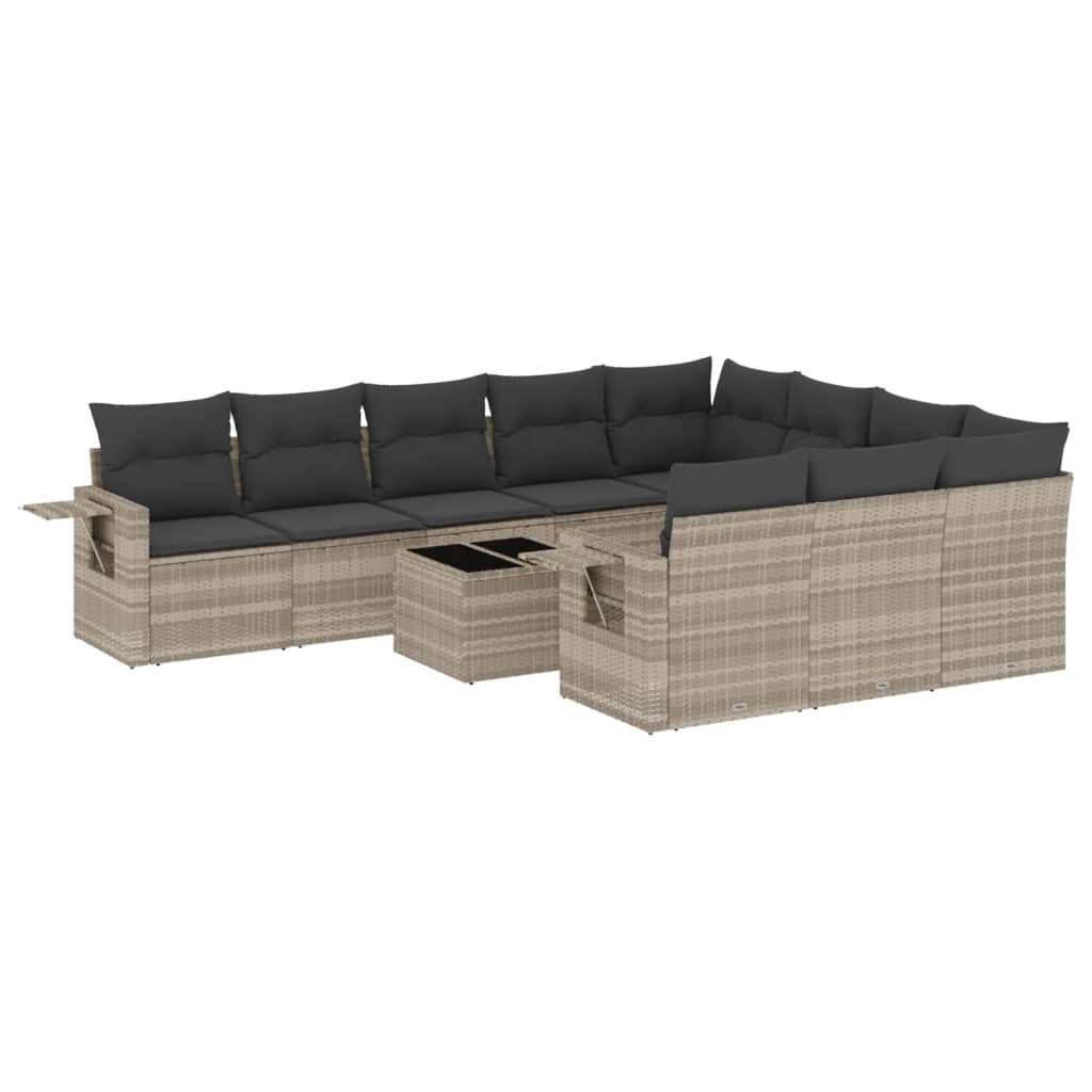 Set Divani da Giardino 11 pz con Cuscini in Polyrattan Grigio | homemem39