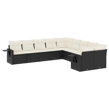 Set Divani da Giardino 10pz con Cuscini in Polyrattan Nero - homemem39