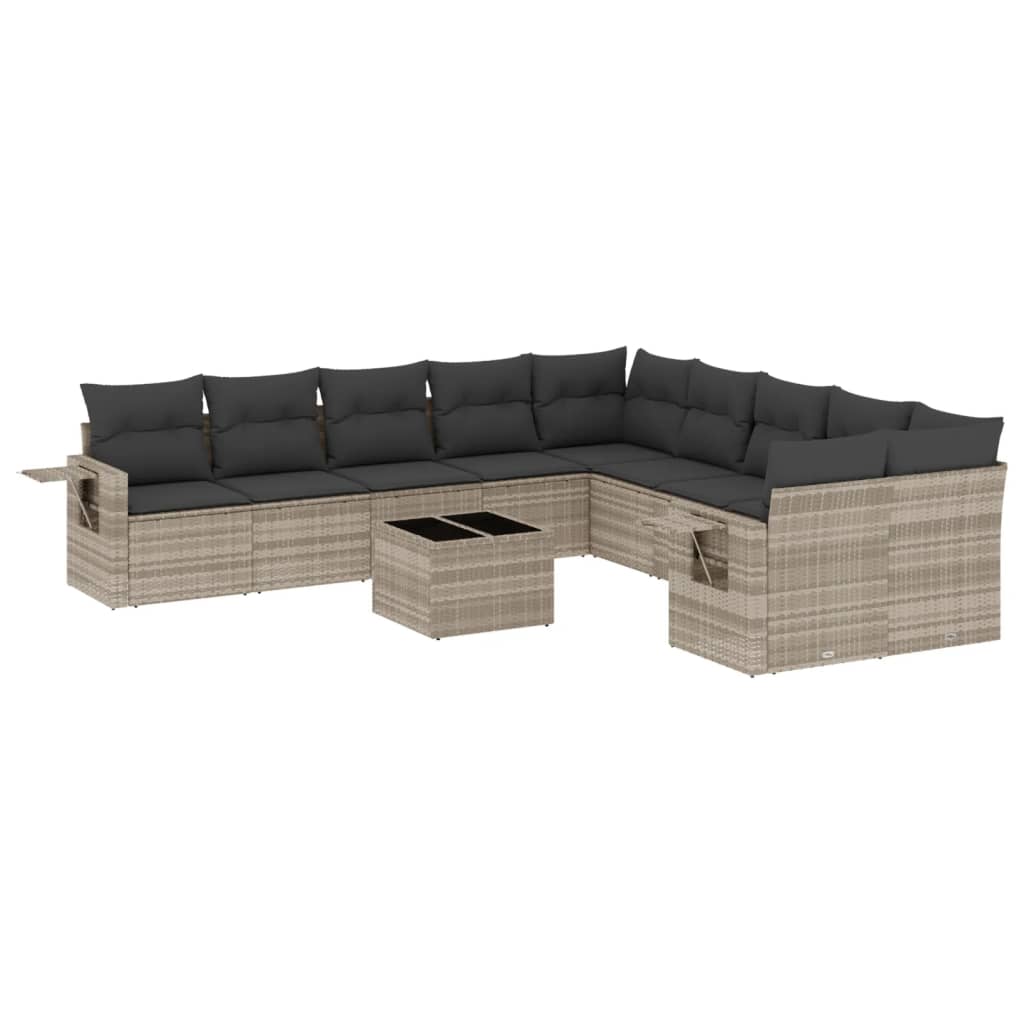 Set Divani da Giardino 11 pz con Cuscini in Polyrattan Grigio | homemem39