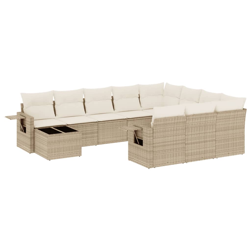 Set Divani da Giardino 11 pz con Cuscini Beige in Polyrattan | homemem39