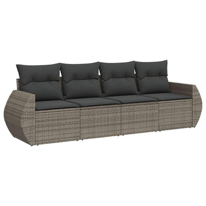 Set Divani da Giardino 4 pz con Cuscini in Polyrattan Grigio - homemem39