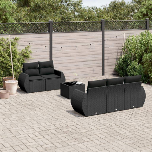 Set Divano da Giardino 6 pz con Cuscini Nero in Polyrattan - homemem39